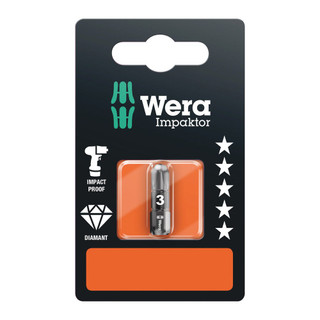 Wera Impaktor '855/1 IMP DC SB' 25mm PZ3 Diamond Impact Screwdriver Bit Wera Impaktor '855/1 IMP DC SB' 25mm PZ3 Diamond Impact Screwdriver Bit