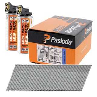 Paslode F16 / 16GA 51mm Angled Electro Galv IM65A Collated Nail & Fuel - Pack of 2000 Paslode F16 / 16GA 51mm Angled Electro Galv IM65A Collated Nail & Fuel - Pack of 2000
