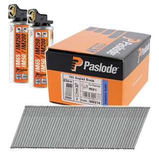 Paslode F16 / 16GA 63mm Angled Electro Galv IM65A Collated Nail & Fuel - Pack of 2000 Paslode F16 / 16GA 63mm Angled Electro Galv IM65A Collated Nail & Fuel - Pack of 2000