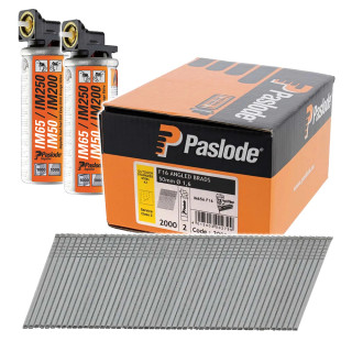 Paslode 300279 16G x 50mm Stainless Steel Angled Brad Nails for IM65A - Pack of 2000 & 2x Fuel Cells Paslode 300279 16G x 50mm Stainless Steel Angled Brad Nails for IM65A - Pack of 2000 & 2x Fuel Cells