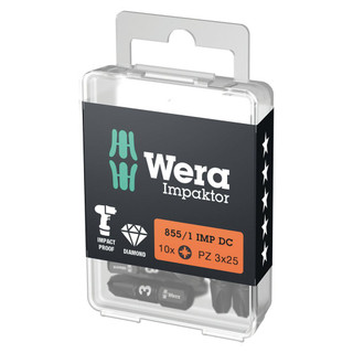 Wera Impaktor '855/1 IMP DC PH DIY' 25mm PZ3 Impact Screwdriver Bits - Pack of 10 Wera Impaktor '855/1 IMP DC PH DIY' 25mm PZ3 Impact Screwdriver Bits - Pack of 10