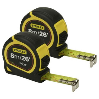 Stanley Tylon Tape Measure 8m/26ft - Pack of 2 Stanley Tylon Tape Measure 8m/26ft - Pack of 2