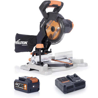 Evolution R185CMS-Li 18V 185mm Mitre Saw with 1x 4.0Ah Battery, Charger & Blade