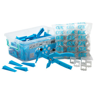 OX Pro Tile Level System Wedge & Spacer Set, 100 Wedges, 100 2x13mm Spacers & Plier OX Pro Tile Level System Wedge & Spacer Set, 100 Wedges, 100 2x13mm Spacers & Plier
