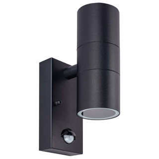 Luceco Azurar External Stainless Steel Wall Light with PIR Sensor - Black