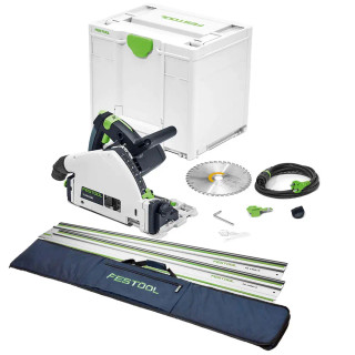Festool TS 55 Electric Circular Plunge Saw with 2x 1.4m Guide Rails, Connectors & Bag