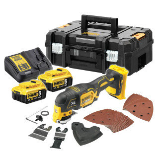 Dewalt DCS355P2-GB 18V XR Brushless Multi Tool, 2x 5.0Ah Batteries, Charger, TSTAK II Case & 29 Piece Accessories Set