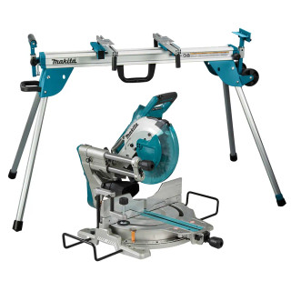Makita DLS110Z 36V (Twin 18V) 260mm Brushless Slide Compound Mitre Saw - Body & DEBWST06 Saw Stand Makita DLS110Z 36V (Twin 18V) 260mm Brushless Slide Compound Mitre Saw - Body & DEBWST06 Saw Stand