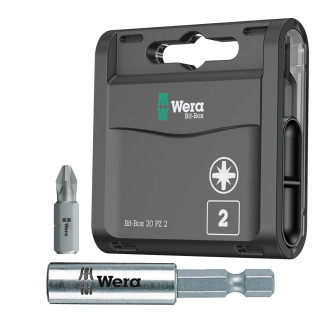 Wera 50mm Magnetic Bit Holder With Extra Hard PZ2 Bits - Pack of 25 Wera 50mm Magnetic Bit Holder With Extra Hard PZ2 Bits - Pack of 25