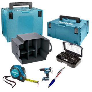 Makita MAKPAC Type 4 & Type 3 Connector Cases, 31 Piece Driver Bit Set, Tape Measure & Merchandise Makita MAKPAC Type 4 & Type 3 Connector Cases, 31 Piece Driver Bit Set, Tape Measure & Merchandise