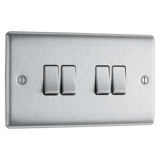 BG Electrical Nexus Metal 16AX 4-Gang 2-Way Light Switch Brushed Steel BG Electrical Nexus Metal 16AX 4-Gang 2-Way Light Switch Brushed Steel