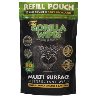 Gorilla Wipes Antiviral / Antibacterial Multi-Surface Wipes - Tub Refill Pouch 80