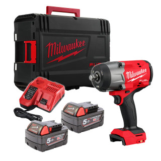 Milwaukee M18 FHIW2F12-502X 18V FUEL Brushless 1/2'’ High Torque Impact Wrench with Friction Ring, 2x 5.0Ah Batteries, 1x Fast Charger & Case Milwaukee M18 FHIW2F12-502X 18V FUEL Brushless 1/2'’ High Torque Impact Wrench with Friction Ring, 2x 5.0Ah Batteries, 1x Fast Charger & Case