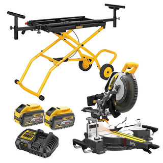 Dewalt DCS781X2 54V XR FLEXVOLT Brushless 305mm Sliding Mitre Saw, 2x 9.0Ah XR FLEXVOLT Batteries, Charger & DE7260 Folding Rolling Stand Dewalt DCS781X2 54V XR FLEXVOLT Brushless 305mm Sliding Mitre Saw, 2x 9.0Ah XR FLEXVOLT Batteries, Charger & DE7260 Folding Rolling Stand