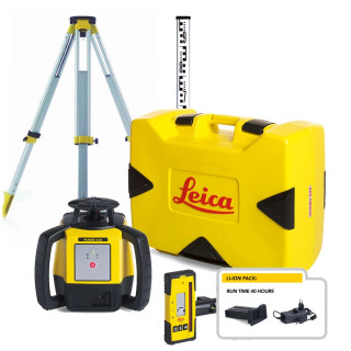 Leica Rugby 610 Self-Levelling Red Rotating Laser (500m) Li-Ion with Tripod & Staff Leica Rugby 610 Self-Levelling Red Rotating Laser (500m) Li-Ion with Tripod & Staff