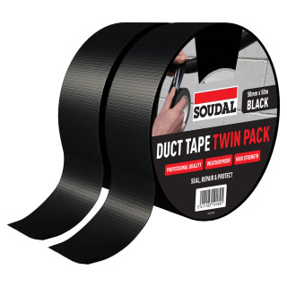 Soudal 50mm x 50m Black Duct Tape - Pack of 2 Soudal 50mm x 50m Black Duct Tape - Pack of 2