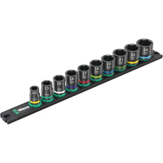 Wera 9607 10 Piece 3/8" Sq. B Impaktor 1 Socket Set on Magnetic Rail