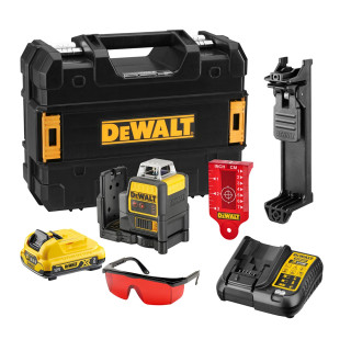 Dewalt DCE0811D1R-GB 12V XR Red 360° Multi Line Laser, 1x 2.0Ah Battery, Charger, Case, Safety Glasses, Wall Bracket & Target Plate Dewalt DCE0811D1R-GB 12V XR Red 360° Multi Line Laser, 1x 2.0Ah Battery, Charger, Case, Safety Glasses, Wall Bracket & Target Plate