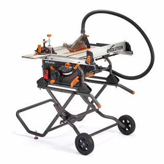 Evolution R255TBLX+ Portable 255mm Jobsite Electric Table Saw with Stand & Dust Hose - 240V