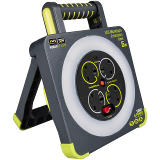Masterplug 240V 5M Pro XT 4-Socket 13A Extension Reel Work Light