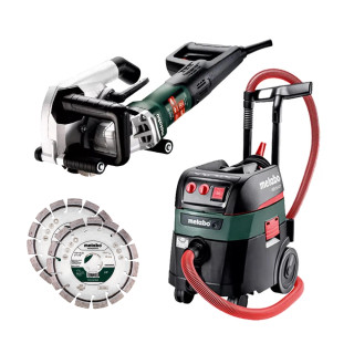 Metabo MFE40 125mm Wall Chaser & ASR 35 M ACP 35L Electric M-Class Vaccum Cleaner