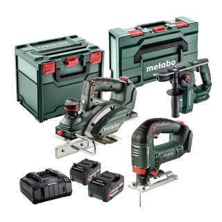 Metabo 3 Piece 18V Power Tool Kit, 2x 5.2Ah Batteries, Charger & Cases Metabo 3 Piece 18V Power Tool Kit, 2x 5.2Ah Batteries, Charger & Cases