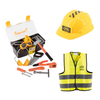 Kids 30 Piece Toy Contractors Set, with Hard Set & Hi Vis Vest Kids 30 Piece Toy Contractors Set, with Hard Set & Hi Vis Vest