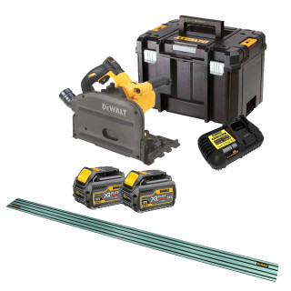 Dewalt DCS520 54V XR FLEXVOLT Brushless Plunge Saw, 2x 6.0Ah Batteries, Charger, Case & 1x 2.6m Rail Dewalt DCS520 54V XR FLEXVOLT Brushless Plunge Saw, 2x 6.0Ah Batteries, Charger, Case & 1x 2.6m Rail