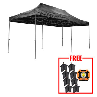 Vaunt Steel Pop-Up Gazebo - 6m x 3m Black with Case Vaunt Steel Pop-Up Gazebo - 6m x 3m Black with Case