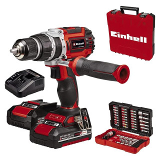 Einhell TP-CD 18/60 Li- i BL 18V Brushless Combi Drill, 2x 2.0Ah Batteries, Charger, 39 Piece Accessory Kit & Case
