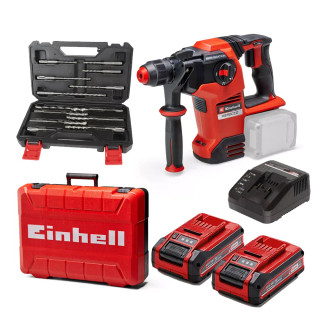 Einhell HEROCCO 36/28 Professional 36V Brushless SDS+ Rotary Hammer Drill, 12 PIece SDS+ Drill Bit Set, 2x 3.0Ah Batteries, Charger & Case