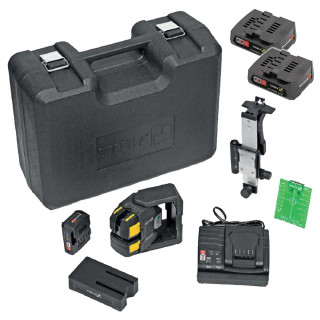 Stabila LAX 500 G Crossline Plumb Point Green Laser, SLB 500 Base, Target Plate, SWB10 Wall Bracket, 2x 2.0Ah Batteries, Charger & Case Stabila LAX 500 G Crossline Plumb Point Green Laser, SLB 500 Base, Target Plate, SWB10 Wall Bracket, 2x 2.0Ah Batteries, Charger & Case