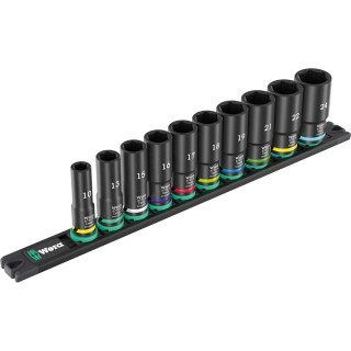 Wera 10 Piece 9660 3/8'' Sq. B Impaktor Deep 1 Socket Set with Rail