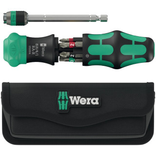 Wera 6 Piece Kraftform Kompakt 20 RA-R Screwdriver Bit Set with Handle & Pouch Wera 6 Piece Kraftform Kompakt 20 RA-R Screwdriver Bit Set with Handle & Pouch