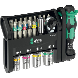 Wera 21 Piece Tool-Check Modular 1 Screwdriver Bit Set with Handle Wera 21 Piece Tool-Check Modular 1 Screwdriver Bit Set with Handle