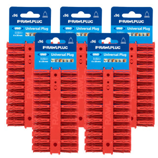 Rawlplug 6mm Red UNO Plastic Wall Plugs - Pack of 480 Rawlplug 6mm Red UNO Plastic Wall Plugs - Pack of 480