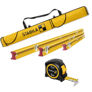 Stabila 3 Piece Type R-300 Spirit Level Set (610mm, 1200mm & 1800mm), 5m Tape Measure & Bag Stabila 3 Piece Type R-300 Spirit Level Set (610mm, 1200mm & 1800mm), 5m Tape Measure & Bag