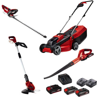 Einhell 4 Piece 18V Garden Tool Kit, 2x 2.5Ah Batteries, 2.0Ah Battery & 3x Chargers Einhell 4 Piece 18V Garden Tool Kit, 2x 2.5Ah Batteries, 2.0Ah Battery & 3x Chargers