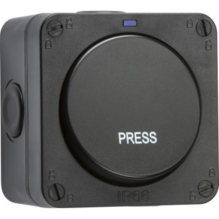 Knightsbridge OP21 IP66 20AX 1G 1-Way Retractive Switch - Black