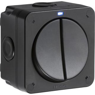 Knightsbridge OP3 IP66 20AX 2G SP 2-Way Switch - Black