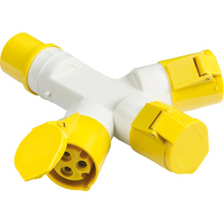 Knightsbridge IN005 110V IP44 16A 2P+E 3 Way Splitter