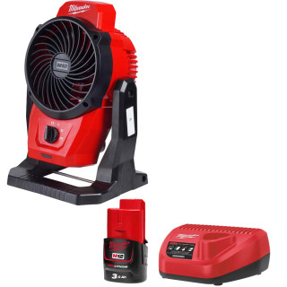 Milwaukee M12 AF-0 12V Air Fan, M12 3.0Ah Battery & Charger Milwaukee M12 AF-0 12V Air Fan, M12 3.0Ah Battery & Charger