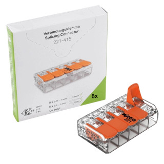 Wago 5Way Lever Connectors - Pack of 8 Wago 5Way Lever Connectors - Pack of 8