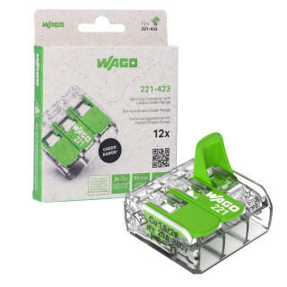 Wago 3Way Lever Connector (Green) - Pack of 12 Wago 3Way Lever Connector (Green) - Pack of 12