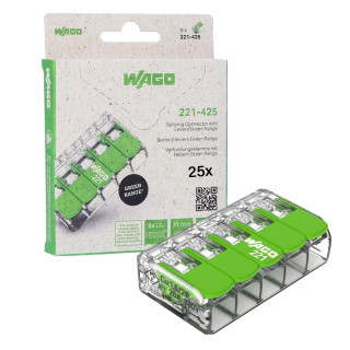 Wago 5Way Lever Connector (Green) - Pack of 25 Wago 5Way Lever Connector (Green) - Pack of 25