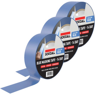 Soudal 14 Day Outdoor Blue Masking Tape - 36mm x 50m - Pack of 4