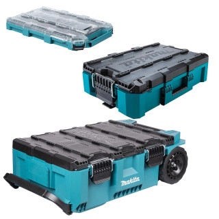 Makita 3 Piece MAKTRAK Rolling Tool Chest, Medium Box & Medium Organiser Set Makita 3 Piece MAKTRAK Rolling Tool Chest, Medium Box & Medium Organiser Set