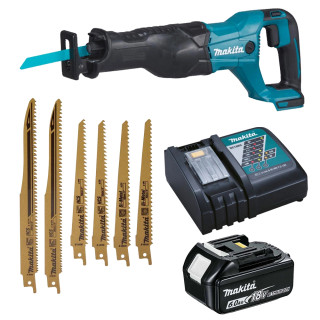 Makita DJR186Z 18V LXT Reciprocating Saw, 1x 6.0Ah Battery, Charger & 6 Piece Blade Set Makita DJR186Z 18V LXT Reciprocating Saw, 1x 6.0Ah Battery, Charger & 6 Piece Blade Set