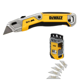 Dewalt Retractable Blade Utility Knife & 50x Carbide Utility Blades