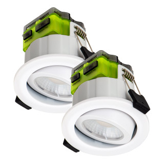 Luceco FType MK2 Adjustable Cylinder Fire Rated LED Downlight Dim2Warm & CCT White 4-6W 675/690Lm - Pack of 2